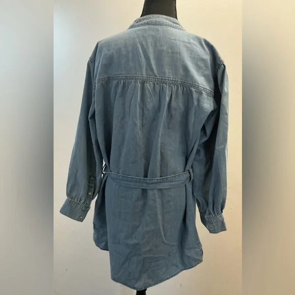 Time and Tru Light Blue Denim Tie-Waist Shirt Dress - Picture 2 of 4